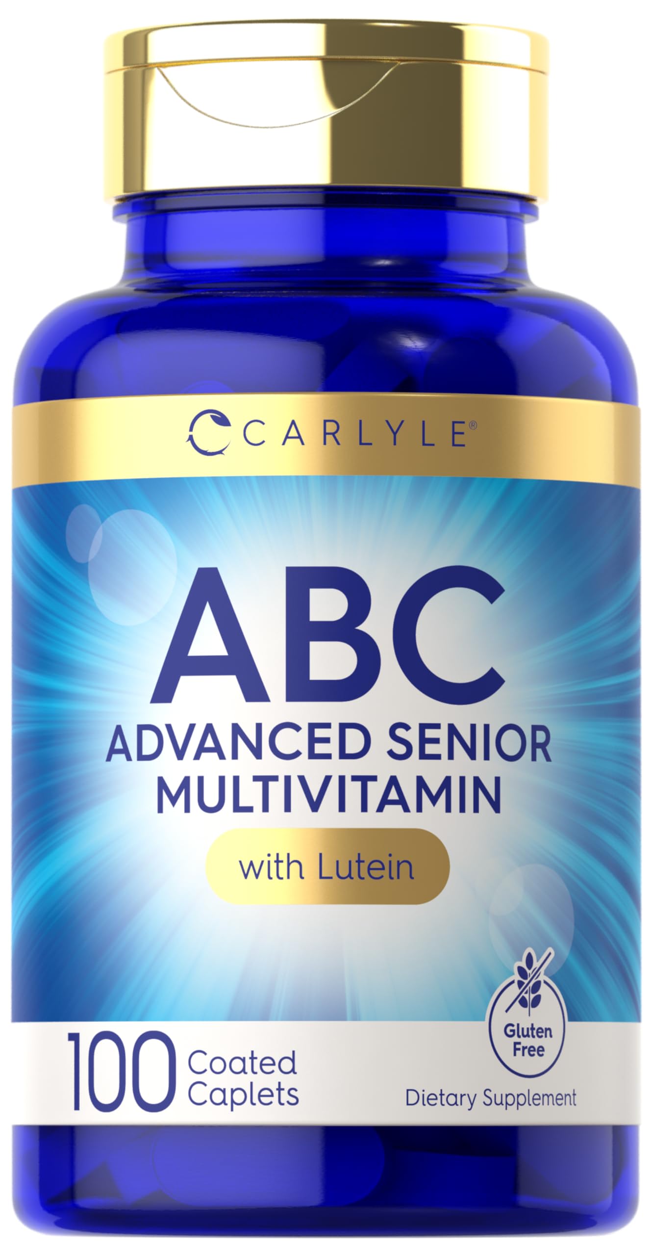 Carlyle Senior Multivitamin for Over 60 | 100 Caplets | with Lutein & Lycopene | ABC Advanced Supplement for Men and Women | Non-GMO, Gluten Free